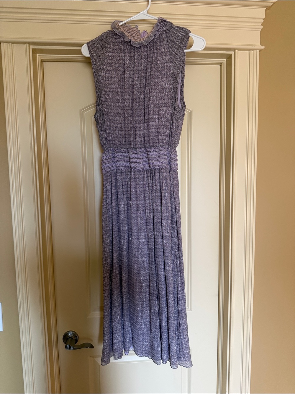 Adam Lippes Lavender Sleeveless Pleated Midi Dress